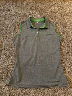 Nike Women’s Gray and Green Dri-Fit Golf Polo Top size Medium
